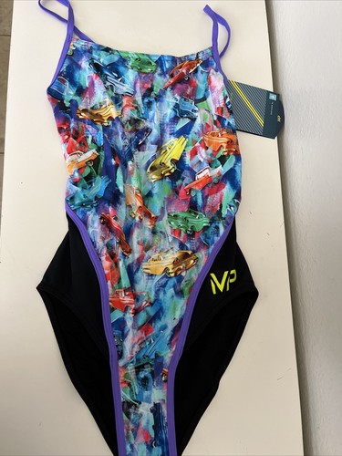 Size 32 Michael Phelps Training Racing Swim Suit Aqua Infinity Tech! Women Cars - Picture 2 of 15