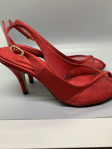 Slingback-Pumps/Absätze Nina rot durchsichtig 6,5 Party Abend - Bild 4 von 5