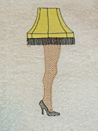 UNA LÁMPARA DE PIERNA CUENTO DE NAVIDAD HECHA A MANO BORDADA TOALLA DE MANO  - Imagen 2 de 2