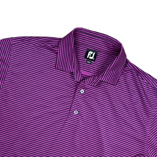 Footjoy Golf Poloshirt Herren Gr. XL lila schwarz gestreift Stretch - Bild 1 von 9