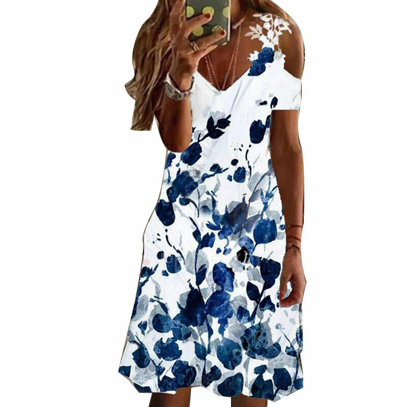 Plus Size Ladies Sundress Dress Dresses Cold Shoulder Floral Beach