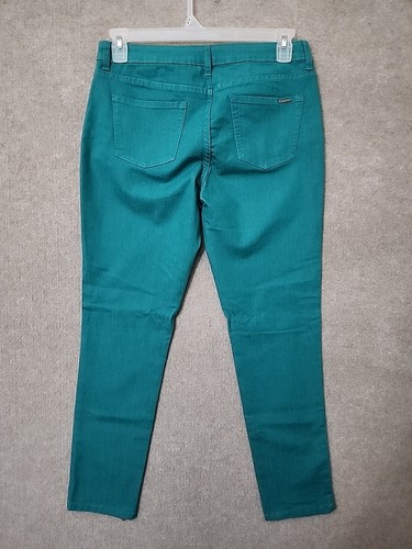 JLO Jennifer Lopez Straight Leg Pants Womens 10 Teal Blue Ankle Zip Stretch NEW - Picture 5 of 10