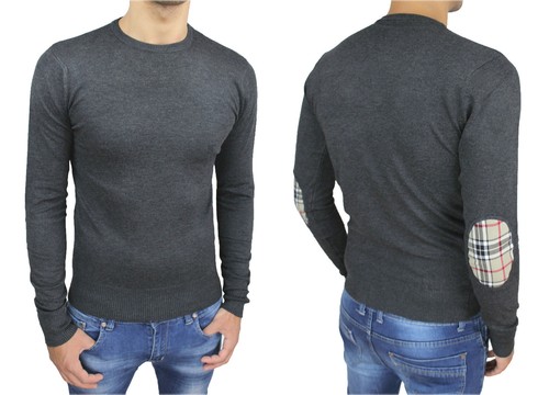 MAGLIONE PULLOVER UOMO DIAMOND SLIM FIT MAGLIA GOLF GRIGIO CON TOPPE  SCOZZESI | eBay