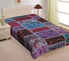 Indian Bird Print Handmade Kantha Quilt Bedspread Blanket Throw Cotton