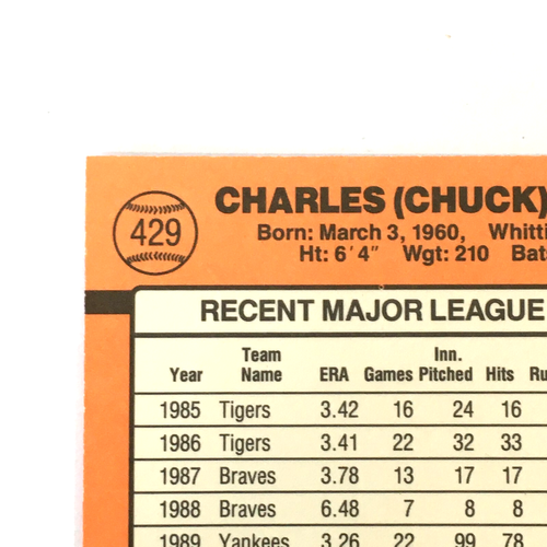 Donruss 1990 - Chuck Cary - #429, New York Yankees Baseballkarte, MLB - Bild 7 von 10