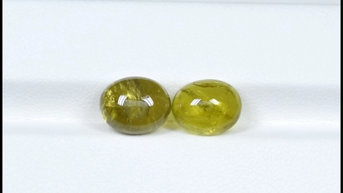 6.54 ct MASSIVE LUSTER MOZAMBIQUE / NATURAL YELLOW TOURMALINE - Oval Cabochon !! - Video 1 of 1