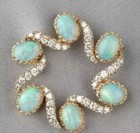 Lab Created Fire Opal Unique Pin Brooch 3.5Ct Oval Cut 14K Two Tone Gold Plated