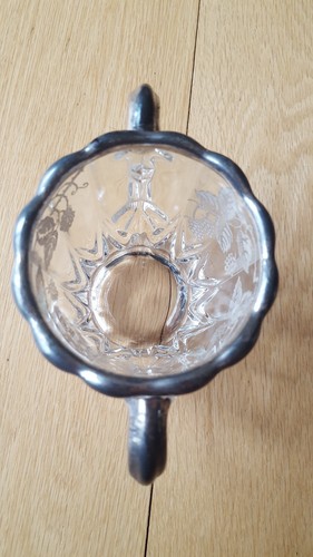 VINTAGE Silver Overlay Leaf Grapes Vines Design Open Sugar Creamer set - Picture 5 of 12