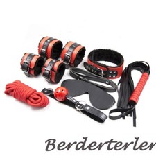 7Pcs/set Kits PU Leather Restraint Set Handcuffs Collar Gags For Couples