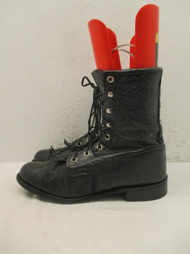 Vintage Womens Capezio Boots Black Leather Roper Kiltie Lace Up Boots 6.5 M - Picture 5 of 12