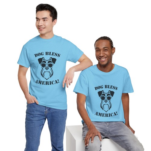 "T-shirt unisex cotone pesante amante del cane ""Bless America""" - Foto 9 di 118