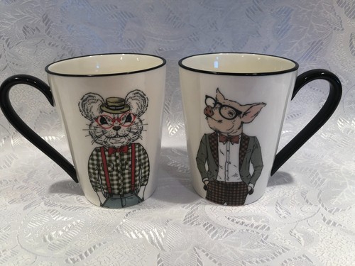 Animal Hipsters 14 oz Two Coffee Mugs by Signature Stoneware - Picture 7 of 7