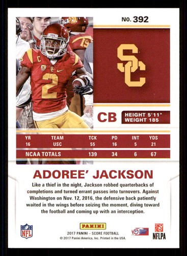 2017 Score #392 Adoree' Jackson RC - Picture 2 of 2