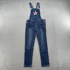 Cat And Jack Girls Stretch Denim Blue Overalls Unicorn Size XL 14-16 