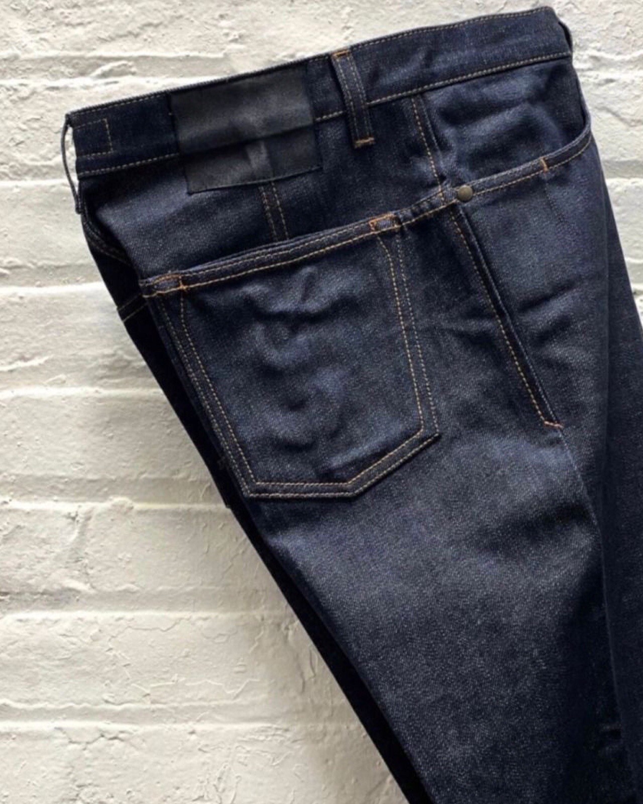 JEANS SLIM FIT YVES SAINT LAURENT COTONE INDACO SCURO TASCA POSTERIORE LOGO tg 46