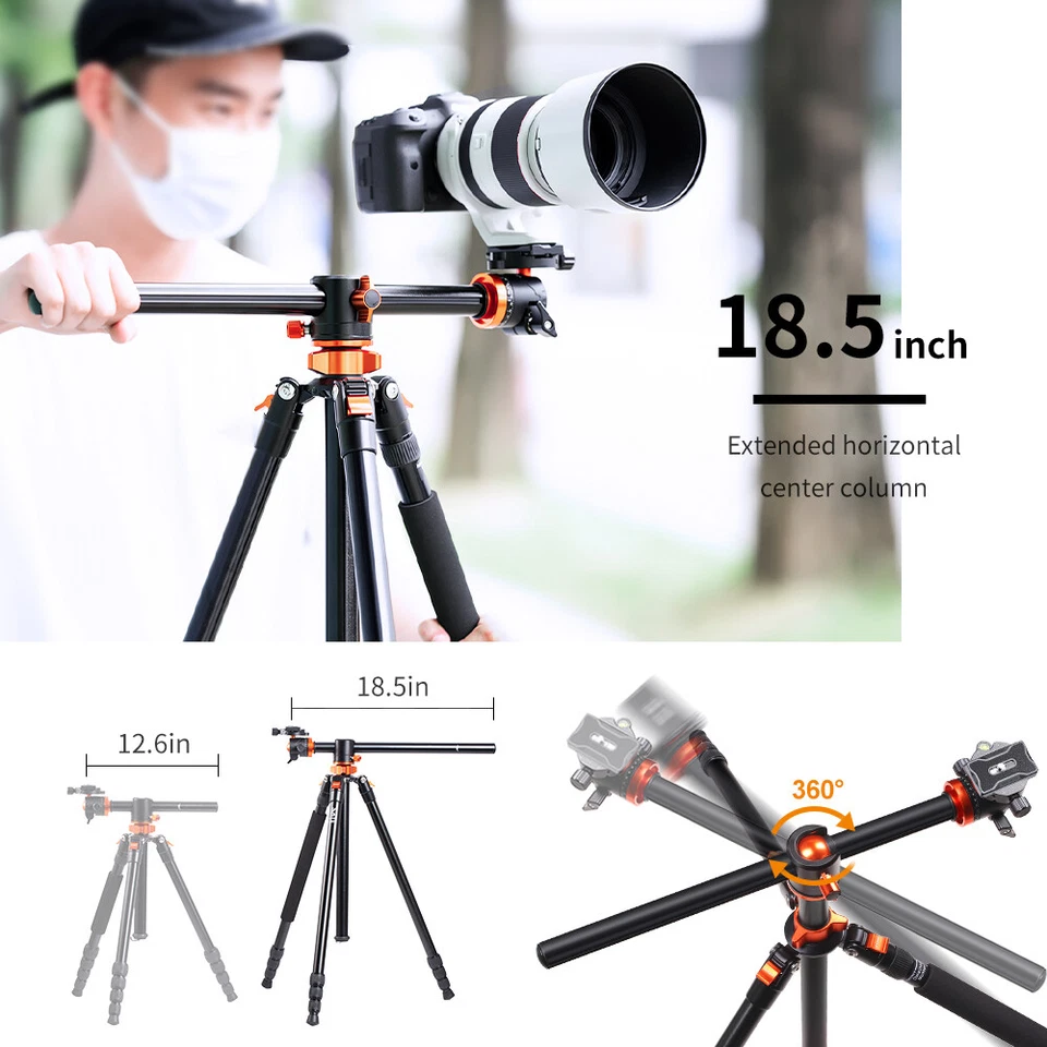 K&F Concept Professional 94"/2.4m Overhead Camera Tripod with Detachable Monopod - Image 2 of 4
