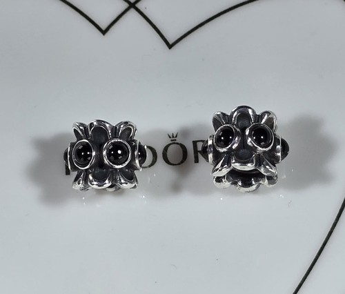 2 Pandora Forget Me Not Black Onyx Charms #790470O Boxed - Picture 3 of 11