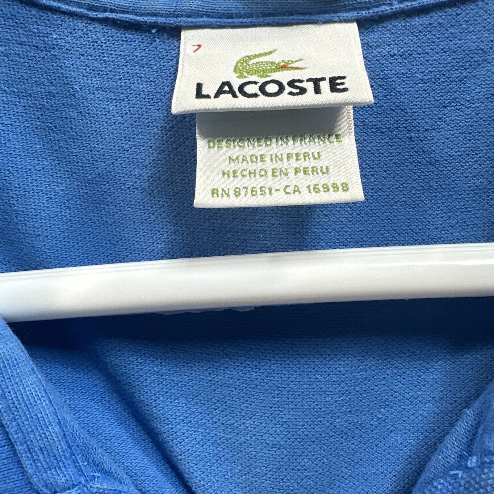 Lacoste Mens Polo Blue Size 7 or XL Collar button… - image 3