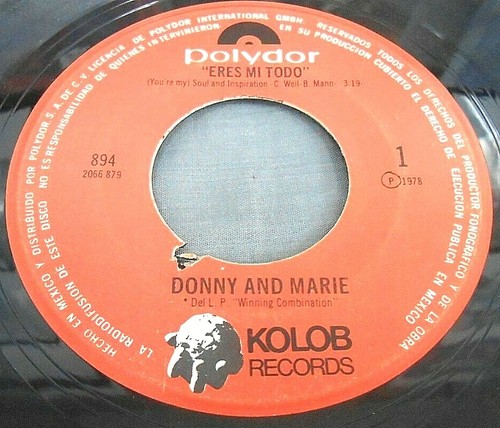 DONNY & MARIE OSMOND -ERES MI TODO / AHORA QUE ESTAMOS JUNTOS- MEXICAN 7” SINGLE - Picture 5 of 6