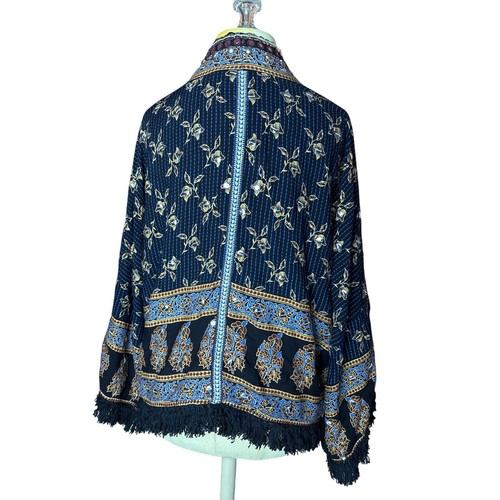 Free People Kimono blau Nieten Fransen marokkanisch Boho silber gold verziert S - Bild 7 von 10
