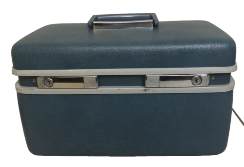 Vintage Samsonite Silhouette Blue Train Case Hard Shell Cosmetics Travel 14 in - Picture 2 of 14