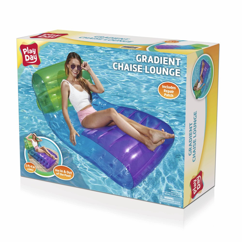 Multicolor Gradient Inflatable Chaise Lounge Pool Float Raft Swimming Adult - Picture 4 of 12