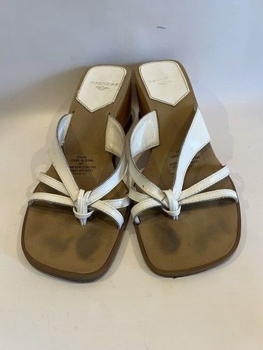 DOCKERS women's sz US 9 M beige slip on Wedge Flip Flops Sandals Same Day Ship - Picture 2 of 7