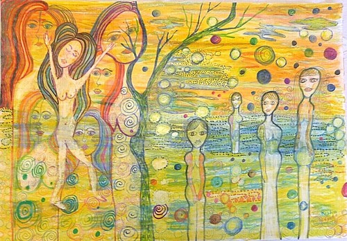 GEMÄLDE 13,5 X 19,5 IN AQUARELL + STIFTE VON RIVKA FILIIN INSPIRIEREND - Bild 2 von 12