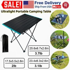 DUNCHATY Folding Portable Camping Table Aluminum Table Top Outdoor BBQ Carry Bag