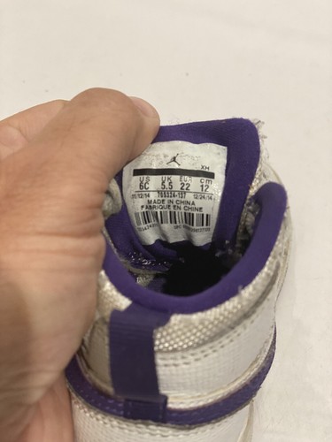 Nike Air Jordan 1 High GT 'White Court Purple' 705324-137 Little Kids Size 6C - Picture 6 of 6