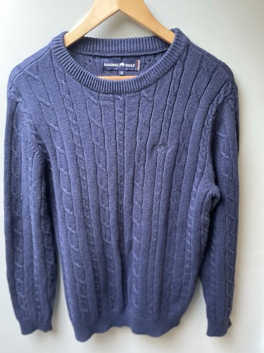 Raging Bull Cable Knit Jumper Navy Blue - Picture 2 of 6