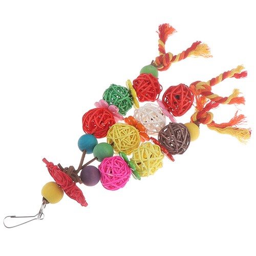 Cage Budgie Colorful Standing Rattan soldes Swing Bird Bite Playing Pet Parrot Chew -wf