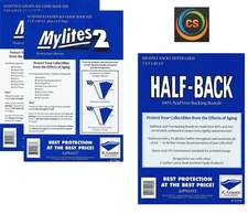 100 Mylites2 Silver/Gold Mylar Sleeves & Half Back 24pt Boards E. Gerber