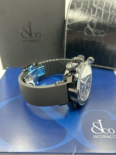 JACOB & CO EPIC II BLACK PVD WITH BLUE TOPAZ BEZEL 47MM OEM - Picture 6 of 12