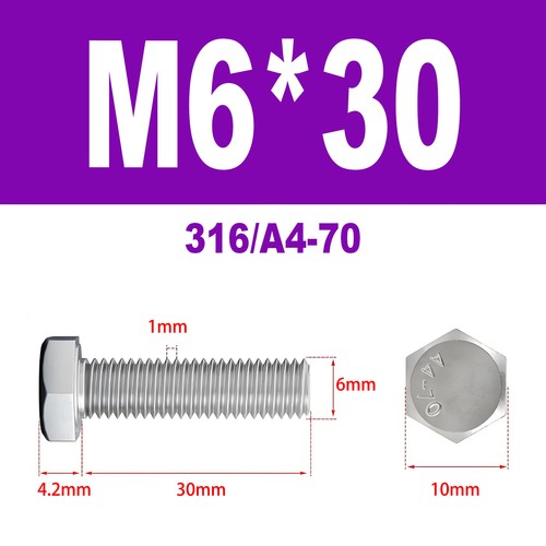 DIN 933 Sechskantschraube Edelstahl A4 V4A Vollgewinde Maschinen Schrauben M3-M8 - Bild 54 von 104