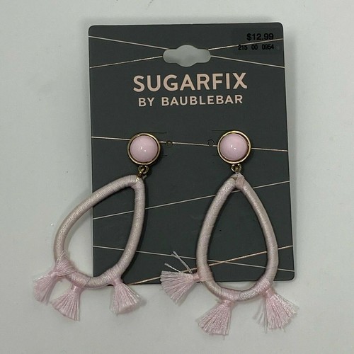 Sugarfix von Baublebar Ohrringe rosa Stoff Quaste Creolen Post Style  - Bild 1 von 3