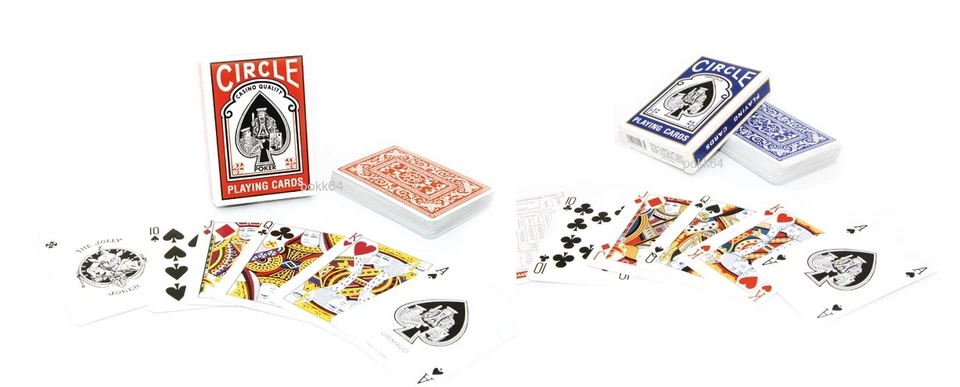 Lot de 8 jeux de 52 cartes POKER CIRCLE 54 cartes Reguar Rouge et Bleu 210627 - Photo 1/1