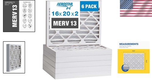Ultra-Effective MERV 13 Pleated Air Filters - 6-Pack for Allergies & Asthma - Picture 2 of 8