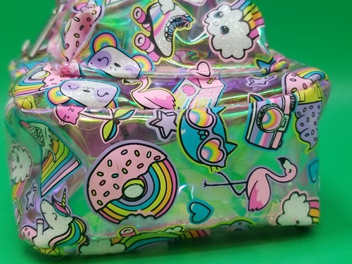 Claire’s Mini Clear Backpack Bag Keychain w/ Clip Pink Unicorn Rainbow Donut Toy - Picture 13 of 19