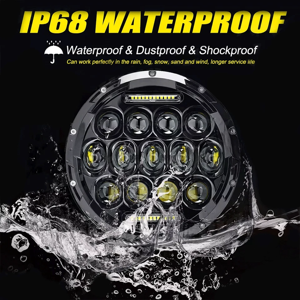Par de faros LED halo de 7" y kit de luces antiniebla DRL de 4 pulgadas para Ford Wrangler JK LJ TJ Foto 4 de 4