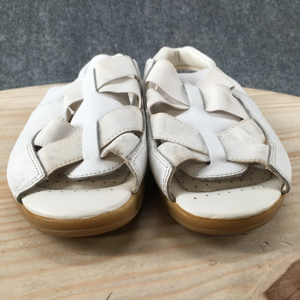Sandalias Earth para mujer 6 Laine Fisherman cuero blanco punta abierta cuña honda Foto 4 de 4