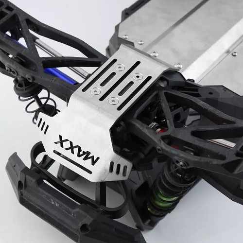 Protezione piastra pattino armatura telaio acciaio inox per auto TRAXXAS 1/10 MAXX 2.0 RC - Foto 8 di 10