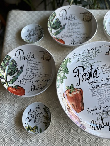 Juego de 4 platos de inmersión Rosanna 4 ~ tazones para pasta ~ 1 tazón para servir. Nuevo - Imagen 5 de 8