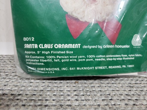 2 Vintage 1981 Dimensions Crewel Ornament Kits Santa -Mrs Claus Arlene Hoeweler - Picture 3 of 4