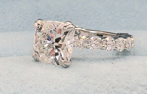 4.60 Ct D VS1 Cushion Diamond Engagement Ring IGI Certified Lab Grown 14k White - Picture 2 of 8
