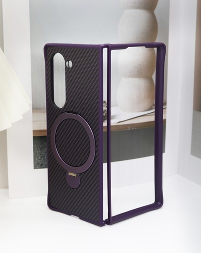 Funda delgada magnética a prueba de golpes con soporte para Samsung Z Fold 6 5 4 de fibra de carbono - Imagen 13 de 19