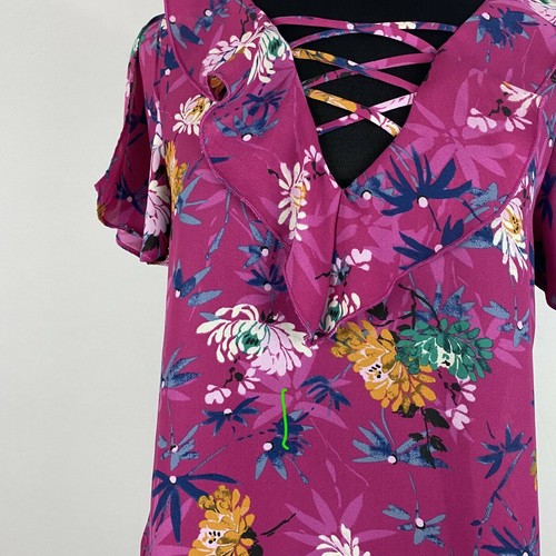 Urban Romantics blusa top donna taglia S floreale volant spacco scollo a V boho JU - Foto 3 di 12