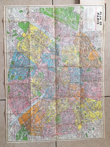 Paris Map Paris pull out 71cmx52.5 c.1955 in book Metro and Auto Info RARE - Picture 13 of 13