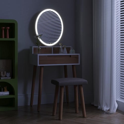 Makeup Vanity Set Dressing Table w/LED Mirror Wooden Dresser Desk Drawer Stoarge - Picture 13 of 15