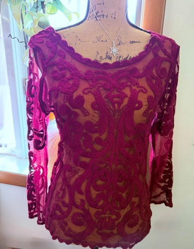 Top in pizzo Express Maroon, bohemien, hippie, taglia small, vintage, Y2K - Foto 20 di 24